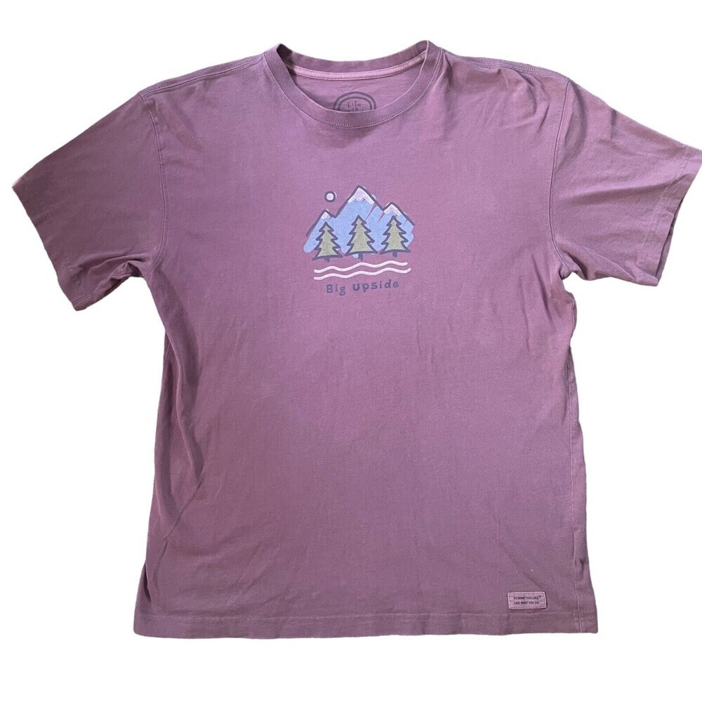 Life is Good Women's Shirt Small Short Sleeve Big Upside Mountain Graphic Nature